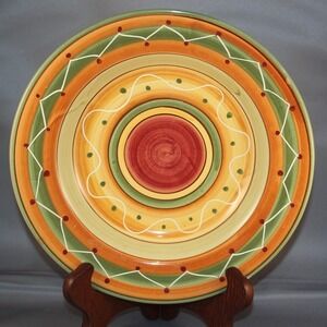 Pier 1 Etrusco Handpainted Earthenware Dinner Plate 10 Inch Italy Geometric